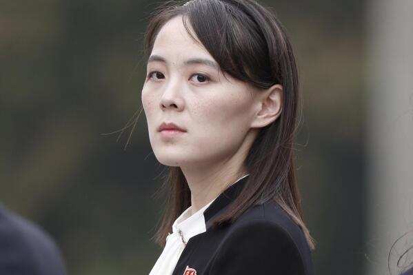 FILE - In this March 2, 2019, file photo, Kim Yo Jong, sister of North Korea's leader Kim Jong Un attends a wreath-laying ceremony at Ho Chi Minh Mausoleum in Hanoi, Vietnam. The Kim's sister said Friday, Sept. 24, 2021, North Korea is willing to resume talks with South Korea if it lifts hostility on her country. (Jorge Silva/Pool Photo via AP, File)