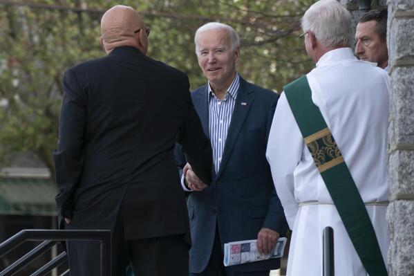 President Joe Biden leaves St. Edmund Roman Catholic Church in Rehoboth Beach, Del., after attending Mass, Saturday, Oct. 22, 2022. (AP Photo/Manuel Balce Ceneta)
