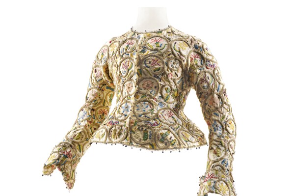 This image released by The Metropolitan Museum of Art shows a British waistcoat. The waistcoat is one of many items included in The Costume Institute's 2024 exhibition, "Sleeping Beauties: Reawakening Fashion," on view from May 10 through Sept. 2, 2024. (Nick Knight/The Metropolitan Museum of Art via AP)