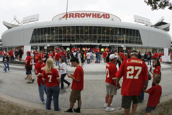 FILE - Kansas City Chiefs fans gather outside Arrowhead Stadium before a NFL football game against the Oakland Raiders Sunday, Sept. 20, 2009 in Kansas City, Mo. Voter rejection of a stadium sales tax plan for the Kansas City Royals and Chiefs has raised questions about what happens next. (AP Photo/Ed Zurga, File)