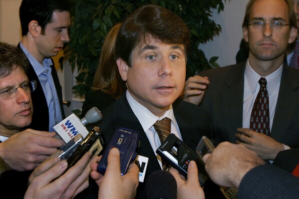 FILE - Illinois Gov. Rod Blagojevich speaks with news reporters Tuesday, Oct. 24, 2006, in Springfield, Ill. Blagojevich, the ex-governor and ex-con who often pulled great and sometimes puzzling quotations out of thin air to emphasize his positions, found himself at the other end Thursday, March 212, 2024, when a federal judge dismissed his lawsuit attempting to return to public life by quoting Dr. Seuss: “Just go.” (AP Photo/Seth Perlman, File)