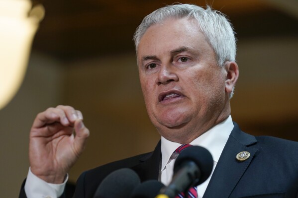 Rep. James Comer Jr., R-Ky., speaks to reporters about Hunter Biden Tuesday, June 20, 2023, on Capitol Hill in Washington. President Joe Biden's son Hunter will plead guilty to federal tax offenses and avoid a full prosecution on a separate gun charge in a deal with the Justice Department that likely spares him time behind bars. (AP Photo/Stephanie Scarbrough)
