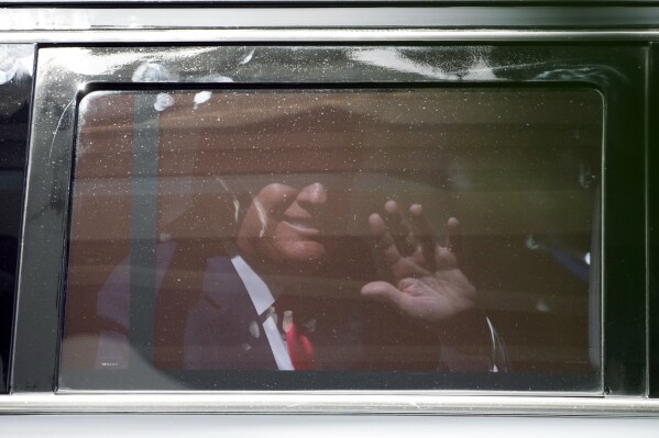 Former President Donald Trump leaves the Wilkie D. Ferguson Jr. U.S. Courthouse, Tuesday, June 13, 2023, in Miami. Trump appeared in federal court Tuesday on dozens of felony charges accusing him of illegally hoarding classified documents and thwarting the Justice Department's efforts to get the records back. (AP Photo/Chris O'Meara) (AP Photo/Chris O'Meara)