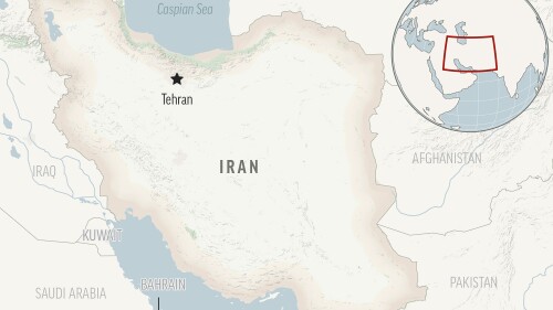 This is a locator map for Iran with its capital, Tehran. (AP Photo)