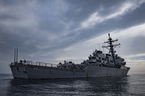 This image provided by the U.S. Navy shows the USS Carney in the Mediterranean Sea on Oct. 23, 2018. The USS Carney, a Navy destroyer, on Thursday, Oct. 19, 2023, took out three missiles that had been fired from Yemen and were heading north, U.S. officials said. The officials spoke on condition of anonymity to discuss military operations not yet announced. (Mass Communication Spc. 1st Class Ryan U. Kledzik/U.S. Naval Forces Europe-Africa via AP)