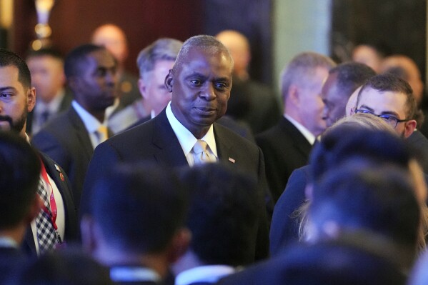 U.S. Secretary of Defence Lloyd Austin, arrives for opening ceremony for the 21st Shangri-La Dialogue summit at the Shangri-La Hotel in Singapore Friday, May 31, 2024. (AP Photo/Vincent Thian)