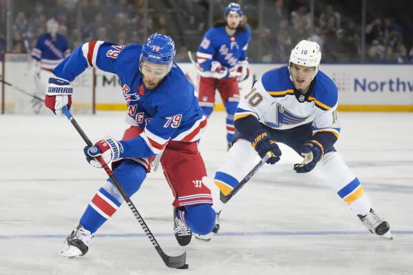 Alexis Lafreniere New York Rangers Game-Used Puck vs. St. Louis