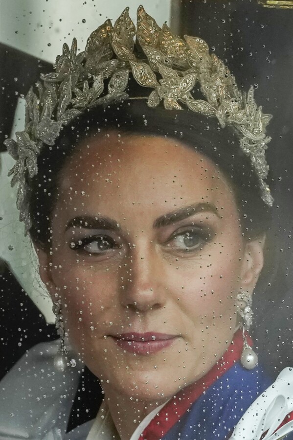 FILE - Kate, Princess of Wales, departs Westminster Abbey after the coronation ceremony in London, May 6, 2023. (AP Photo/Alessandra Tarantino, File)