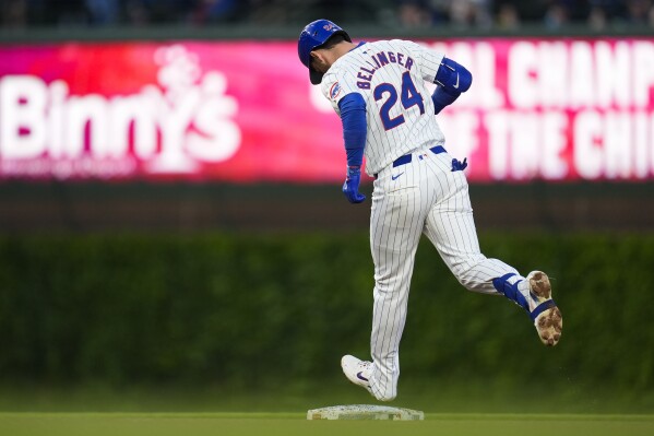 Chicago Cubs' Cody Bellinger runs the bases on a home run against the San Diego Padres during the fourth inning of a baseball game Tuesday, May 7, 2024, in Chicago. (AP Photo/Erin Hooley)