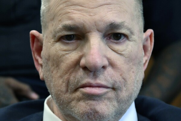 FILE - Harvey Weinstein appears in Manhattan Criminal Court, Wednesday, May 29, 2024, in New York. Harvey Weinstein's lawyers argue that he didn't get a fair trial in Los Angeles when he was convicted of rape and sexual assault in 2022. (Angela Weiss/Pool Photo via AP, File)