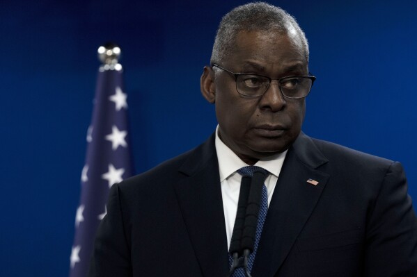 Secretary of Defense Lloyd Austin makes a joint statement with Israel Minister of Defense Yoav Gallant, after their meeting about Israel's military operation in Gaza, in Tel Aviv, Israel, Dec. 18, 2023. 