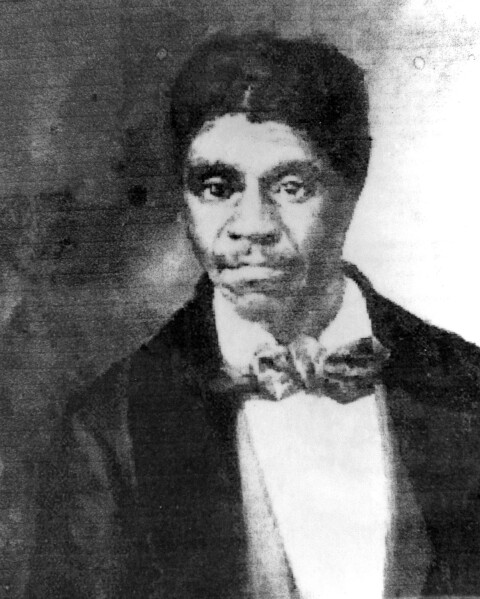 Shown is a copy of a photograph taken in the 1800s of slave Dred Scott that was found in the historic courthouse located in Thebes, Ill. Scott, the slave whose legal fight for freedom became a landmark U.S. court ruling, is said to have done time in the dungeons below the old courthouse. (AP Photo/The Southeast Missourian)