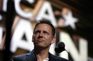 FILE - Billionaire tech investor Peter Thiel looks over the podium before the start of the second day session of the Republican National Convention in Cleveland, Tuesday, July 19, 2016. Thiel, a Silicon Valley billionaire and advisor to former President Donald Trump, is leaving the board of directors of Facebook parent company Meta, the company announced Monday, Feb. 7, 2022. (AP Photo/Carolyn Kaster, File)