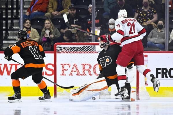 Flyers' Carter Hart out vs. Hurricanes with eye infection