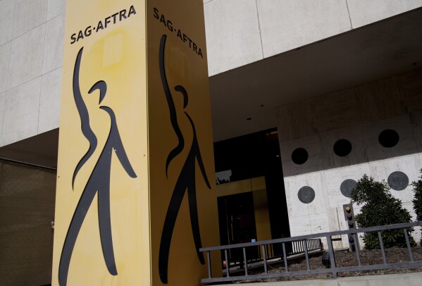 The entrance of SAG-AFTRA offices are see in Los Angeles on Friday, Nov. 10, 2023. Hollywood's months of labor unrest are coming to an end, but the post-strike landscape that awaits actors and writers may be far from happy-ever-after. (AP Photo/Richard Vogel)