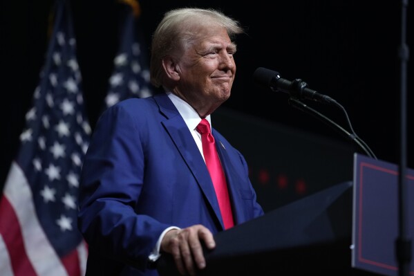 Republican presidential nominee former President Donald Trump speaks at a campaign rally in Asheville, N.C., Wednesday, Aug. 14, 2024. (AP Photo/Matt Rourke)