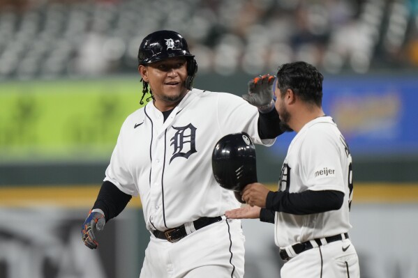 Detroit Tigers' Spencer Torkelson rounds the bases after a solo home run  during the sixth inning of a baseball game against the New York Yankees,  Wednesday, Aug. 30, 2023, in Detroit. (AP