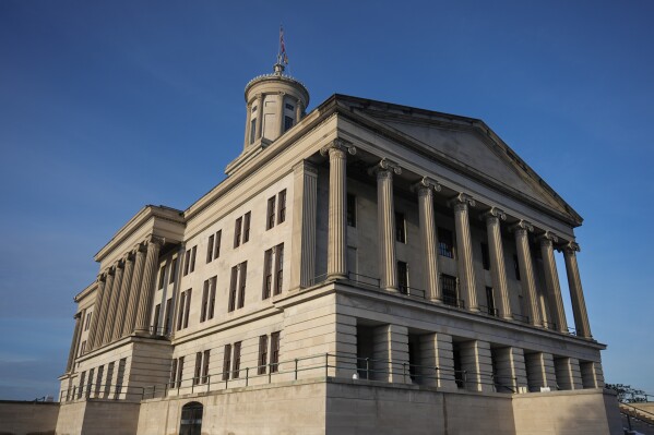 FILE - The Tennessee State Capitol stands in Nashville, Tenn., Jan. 22, 2024. After begrudgingly agreeing to tweak Tennessee's strict abortion ban last year, the Republican-dominant Legislature is once again facing pressure to reconsider when doctors can legally offer the procedure to pregnant patients. (AP Photo/George Walker IV, File)