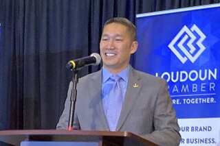 Retired Navy captain Hung Cao participates in a debate on Oct. 20, 2022, in Leesburg, Va. Cao announced plans Tuesday, July 18, 2023 to seek the 2024 Republican nomination to challenge Democratic U.S. Sen. Tim Kaine. (AP Photo/Matthew Barakat, File)