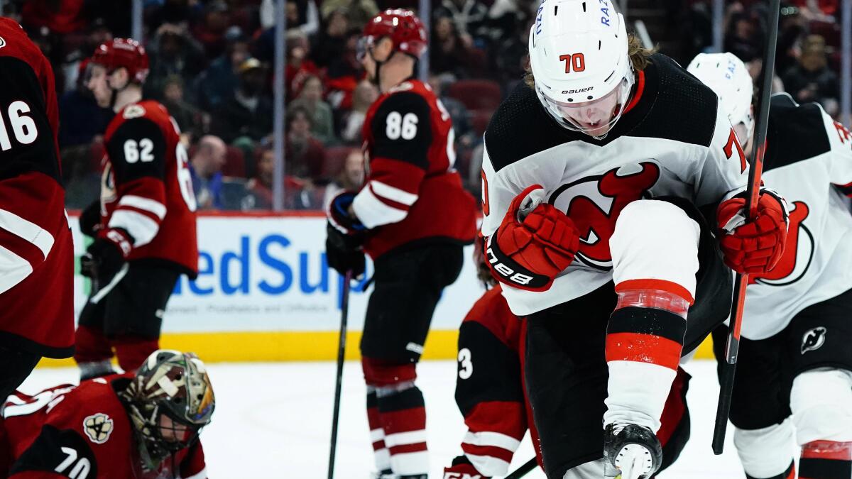 Fabian Zetterlund and Kevin Bahl Net First Career Goals in 6-2 New Jersey  Devils Win over Arizona Coyotes - All About The Jersey