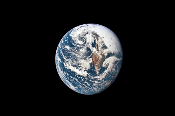 This May 18, 1969 photo provided by NASA shows Earth from 36,000 nautical miles away as photographed from the Apollo 10 spacecraft during its trans-lunar journey toward the moon. (NASA via AP)