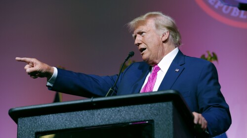 Former President Donald Trump speaks during the Oakland County Republican Party's Lincoln Day Dinner, Sunday, June 25, 2023, in Novi, Mich. (AP Photo/Al Goldis)
