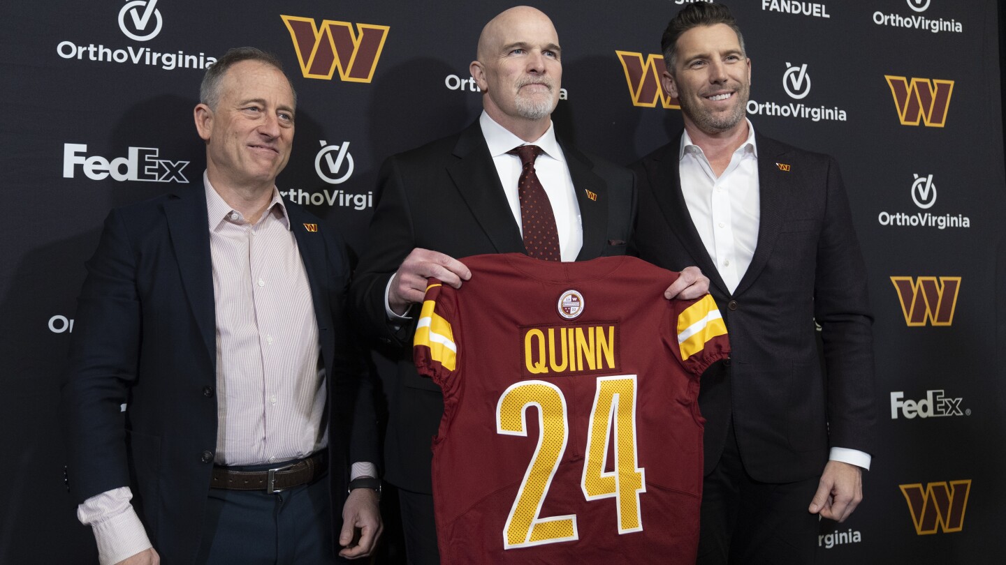 New coach Dan Quinn's work with the Commanders is well underway with much  more still to do | AP News
