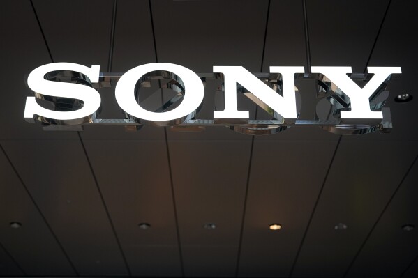 FILE - A logo of Sony is seen at the headquarters of Sony Corp. on May 10, 2022, in Tokyo. Japanese electronics and entertainment company Sony鈥檚 profit rose 13% in October-December on growing growing sales of music, image sensors and video games, the company said Wednesday, Feb. 14, 2024. (APPhoto/Eugene Hoshiko, File)