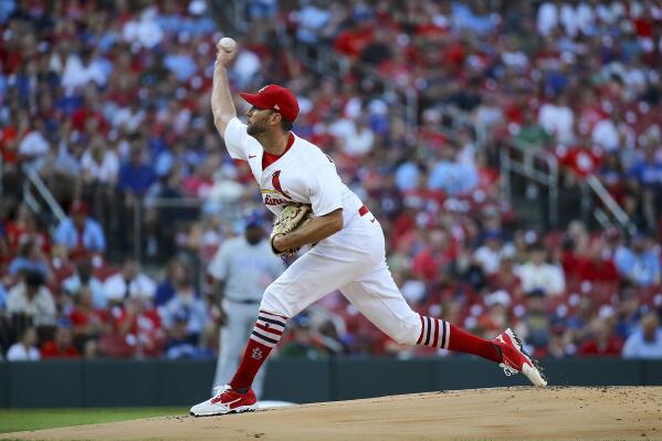St. Louis Cardinals starting pitcher Adam Wainwright delivers during the first inning of the team's baseball game against the Chicago Cubs on Tuesday, Aug. 2, 2022, in St. Louis. (AP Photo / Scott Kane)