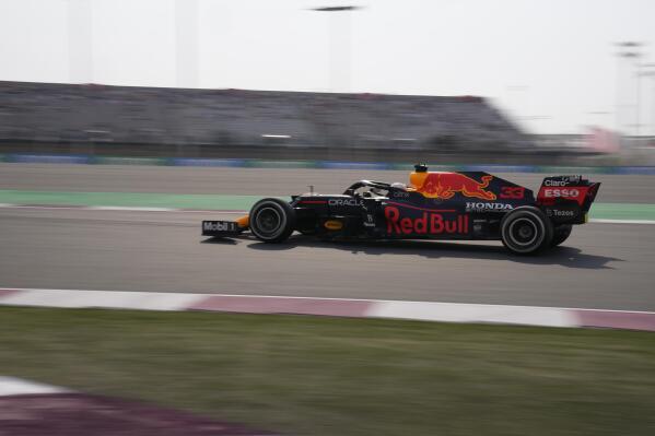 Red Bull driver Max Verstappen of the Netherlands in action during the first practice session Losail, Qatar, Friday Nov. 19, 2021 ahead of the Qatar Formula One Grand Prix. (AP Photo/Darko Bandic)