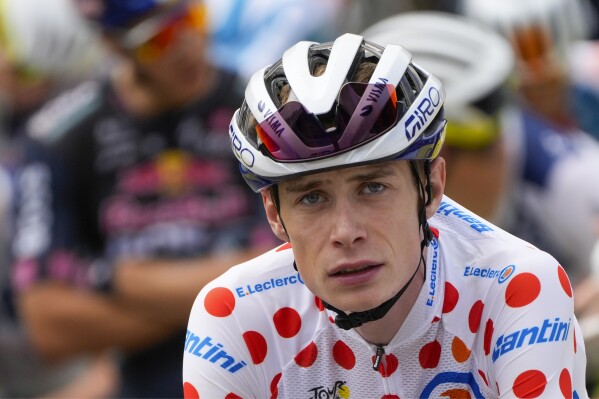 Denmark's Jonas Vingegaard waits for the start of the nineteenth stage of the Tour de France cycling race over 144.6 kilometers (89.9 miles) with start in Embrun and finish in Isola 2000, France, Friday, July 19, 2024. (AP Photo/Jerome Delay, File)