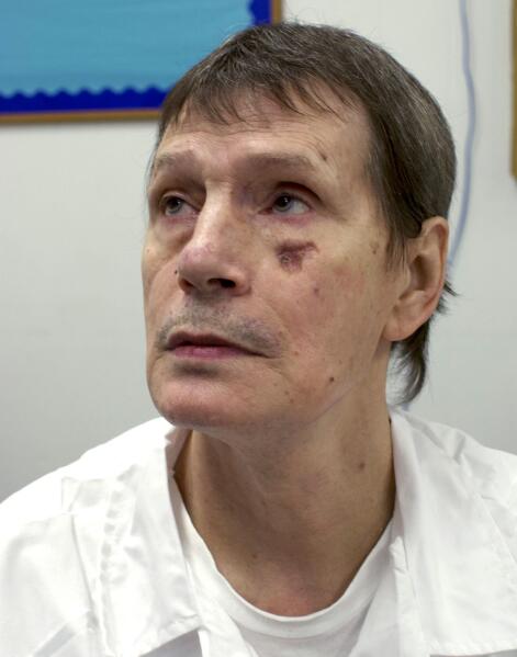 CORRECTS TIME OF PHOTO TO THREE DAYS AFTER FAILED EXECUTION INSTEAD OF BEFORE EXECUTION - This photograph taken by his attorney, Bernard Harcourt, shows Alabama death row inmate Doyle Lee Hamm at Holman Prison in Atmore, Ala., on Feb. 25, 2018, three days after the state failed in a bid to execute the man. Hamm died of natural causes on Nov. 28, 2021, according to the Alabama Department of Corrections. (Bernard Harcourt via AP)
