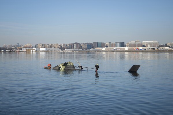 In this image provided by the US Coast Guard, you can see the remnants on Thursday, January 30, 2025 on the Potomac River near the Ronal Dragan Washington National Airport. (Petty Officer 1st Class Brandon Giles, US coastal security squad via AP)