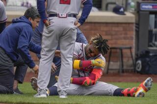 Acuna in Braves' lineup 1 day after he was hit on shoulder