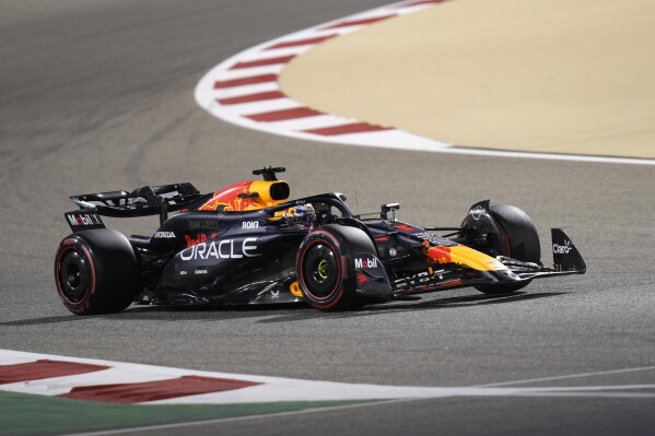 Red Bull driver Max Verstappen of the Netherlands steers his car during qualification ahead of the Formula One Bahrain Grand Prix at the Bahrain International Circuit in Sakhir, Bahrain, Friday, March 1, 2024. (AP Photo/Darko Bandic)