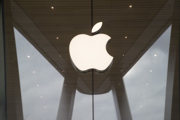 The Apple logo is displayed at an Apple store, Jan. 3, 2019. (AP Photo/Mary Altaffer, File)