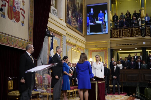 King Felipe VI of Spain at the Congress during the Kings first speech