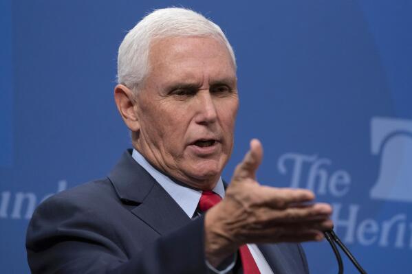 Former Vice President Mike Pence speaks at the Heritage Foundation, a conservative think tank, in Washington, Wednesday, Oct. 19, 2022. (AP Photo/J. Scott Applewhite)