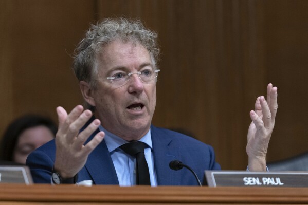 Sen. Rand Paul, R-Ky., speaks during the Senate Committee on Health, Education, Labor and Pensions hearing on the nomination of Martin Makary to serve as Commissioner of Food and Drugs at the Department of Health and Human Services, on Capitol Hill Thursday, March 6, 2025, in Washington. (AP Photo/Jose Luis Magana, file)