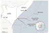Map shows the Kenya-Somalia coastline and disputed area. A U.S. official says Navy ships and aircraft are combing areas of the Gulf of Aden for two missing U.S. Navy SEALs as details emerge about their mission. The SEALs were trying to board and take over a vessel carrying components for medium-range Iranian ballistic missiles headed for Somalia days ago. The official said Monday, Jan. 15, 2024, crew on the boat were planning to transfer missile parts including warheads and engines to another boat off the coast of Somalia.
