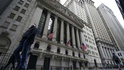 The New York Stock Exchange is seen in New York, Thursday, Feb. 24, 2022. Markets are opening mostly higher on Wall Street Friday after a wild ride a day earlier. The S&P 500 added 0.4% in the early going, following even bigger gains in Europe. (AP Photo/Seth Wenig)