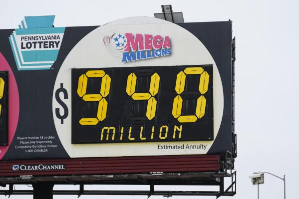 A billboard along Interstate 95 advertise the Mega Millions jackpot in Philadelphia, Wednesday, Jan. 4, 2023. (AP Photo/Matt Rourke)