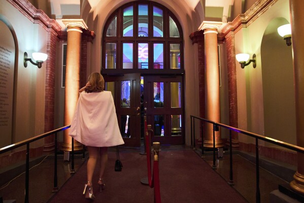 Bella Bautista, 22, a trans woman, arrives for the Capitol Pride Awards, during World Pride, Thursday, June 5, 2025, at the Building Museum in Washington. (AP Photo/Jacquelyn Martin)