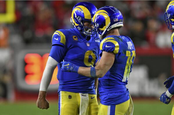 Los Angeles Rams quarterback Matthew Stafford (9) attempts a pass during a  NFL divisional playo …