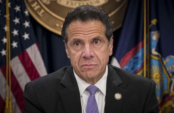 FILE - In this Sept. 14, 2018 file photo, Gov. Andrew Cuomo listens during a news conference in New York. Gov. Andrew Cuomo is expected to be interviewed by investigators with the state attorney general’s office who are looking into sexual harassment allegations as the probe nears its conclusion.  The timing of the interview Saturday, July 17, 2021 in Albany was confirmed by two people familiar with the case who spoke to The Associated Press on condition of anonymity.  (AP Photo/Mary Altaffer, File)
