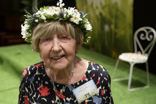 Blogger Dagny Carlsson photographed in Berwaldhallen, Stockholm, Sweden, on June 14, 2017. Dagny Carlsson, dubbed the world’s oldest blogger, who wrote about her life in Sweden based on the attitude that you should never think you are too old to do what you want to do, has died, Swedish media and her fan page reported Friday, March 25, 2022. She was 109.  (Anders Wiklund/TT via AP)