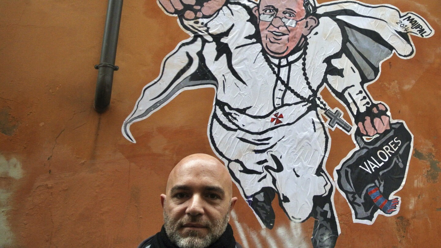 РИМ AP — Уличен художник Маупал чиито карикатурни изображения на
