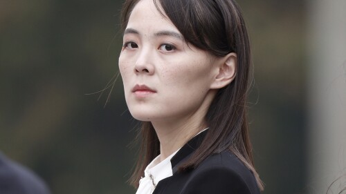 FILE - Kim Yo Jong, sister of North Korea's leader Kim Jong Un, attends a wreath-laying ceremony at Ho Chi Minh Mausoleum in Hanoi, Vietnam, March 2, 2019. Kim Yo Jong alleged on Monday, July 10, 2023, that the North's warplanes repelled a U.S. spy plane that flew above the country's exclusive economic zone, and warned of “shocking” consequences if the U.S. continues reconnaissance activities in the area. (Jorge Silva/Pool Photo via AP, File)