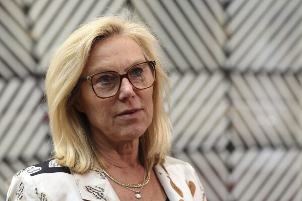 FILE - Netherland's Sigrid Kaag arrives for a meeting of eurozone finance ministers at the European Council building in Brussels, Monday, May 15, 2023. The Netherlands’ former deputy prime minister and a Mideast expert has been appointed the U.N. coordinator for humanitarian aid to Gaza, where there are more than 2 million desperate civilians in need of food, water and medicine. U.N. Secretary-General Antonio Guterres announced the appointment of Sigrid Kaag on Tuesday. (AP Photo/Geert Vanden Wijngaert, File)