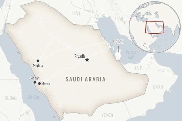 这是沙特阿拉伯首都利雅得的定位图。（美联社照片）